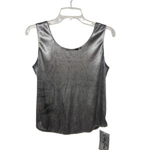 Vtg Metallic Tank Top 4 Bentley Silver Liquid Metal‎ Studio 54 Disco NWT Grunge